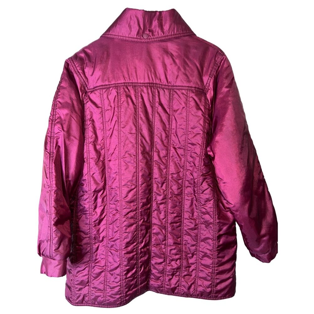 Vintage Dani Colby Burgundy Quilted Jacket M 12-14 Nylon Blend W/ Pockets - Picture 2 of 5